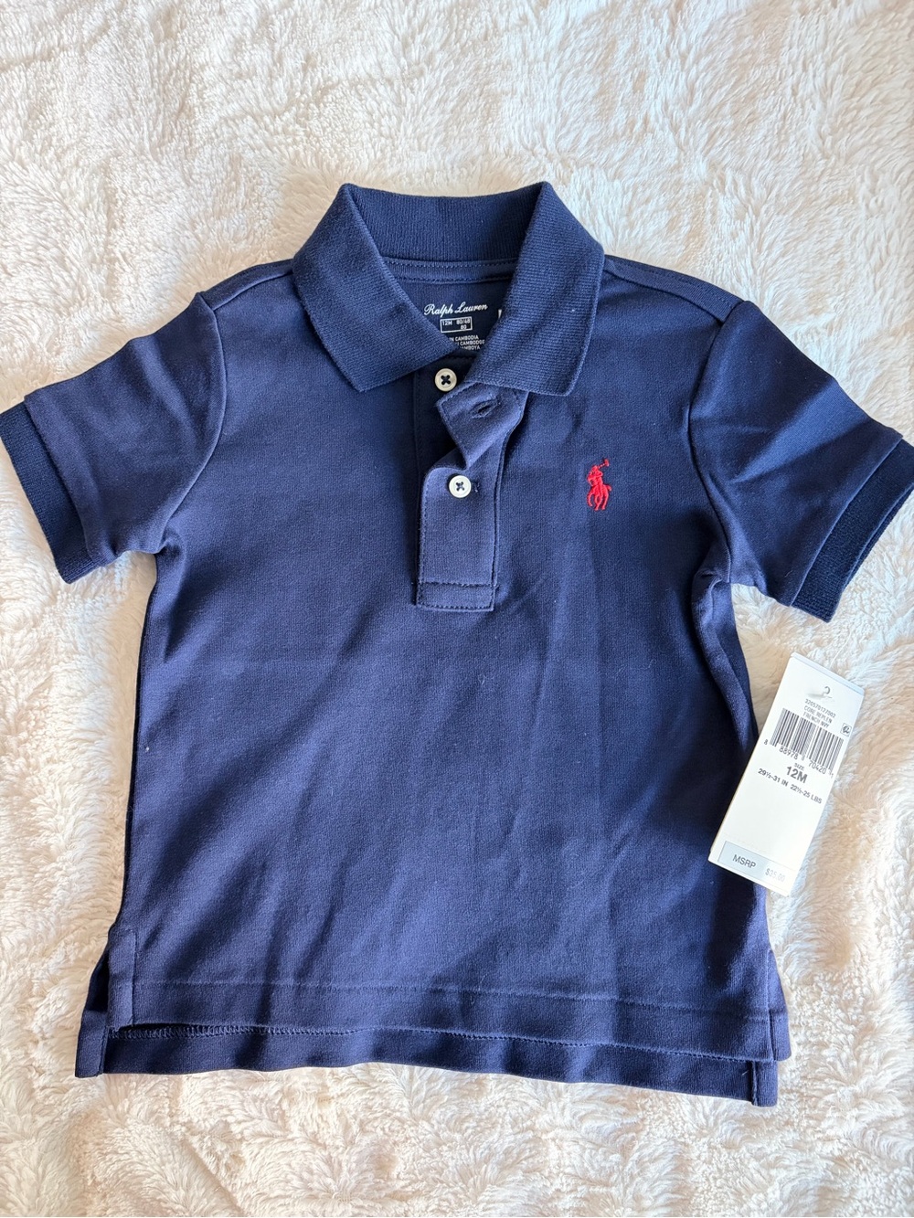Ralph Lauren Boys Navy Polo with Red Pony